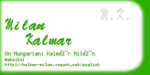 milan kalmar business card